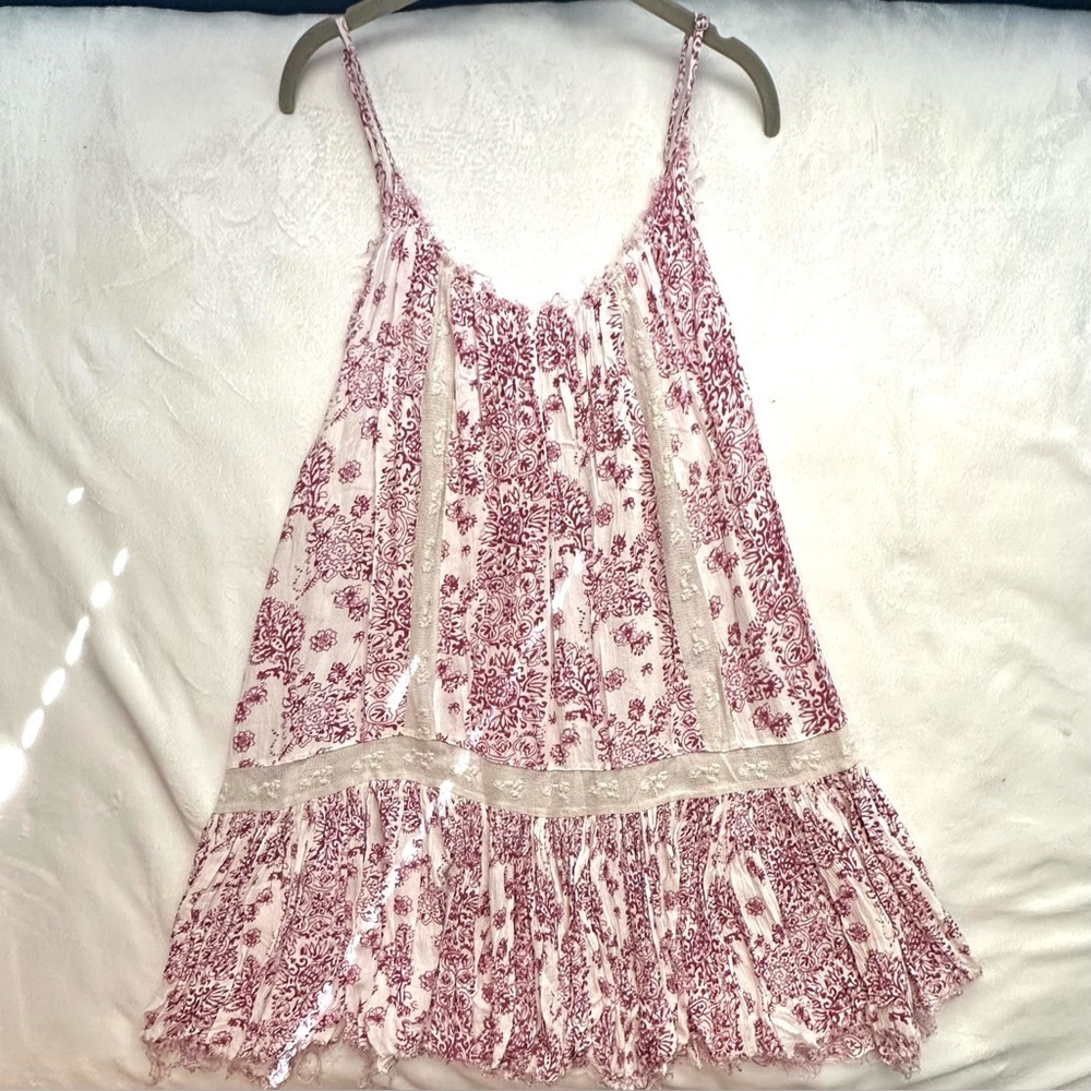 Muche et Muchette Magenta & Ivory Mini Slip Dress One Size boho hippie lace